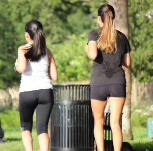 Sexy runners in spandex with nice asses, see through leggings and vpl
