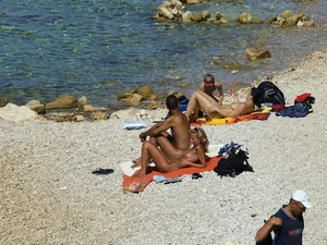 Nude beach and topless girls