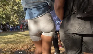 Tight ass in gray leggings bodysuit