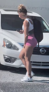 Sexy gym girl in pink shorts (venus mound)