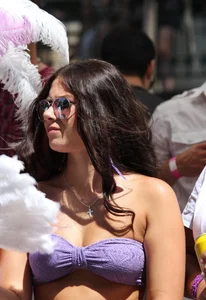 Boobs out in public in either bikini tops or bras