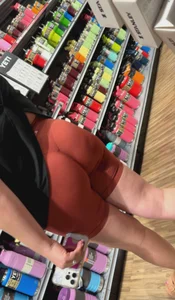 Thick blonde mom shopping in biker shorts w/ vtl