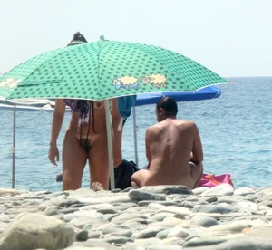 Nude beach and topless girls