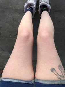 Pale Tattooed Legs Street Selfie