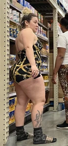 HOT Latina MILF showing off FAT ASS in revealing one-piece at grocery store