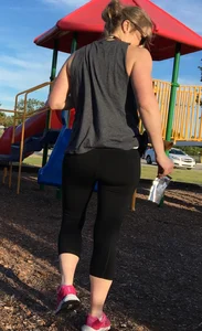 Milf in see through leggings at the playground with vtl