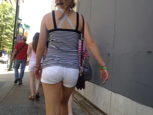Philly girl with a nice ass in white shorts with vpl