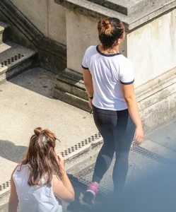Asian girl in tight leggings with vpl