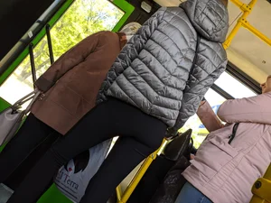 Skinny Ass in Tight Black Pants Bus Creepshot