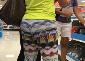 Milf shopping at Target in patterned leggings