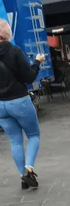 Chubby girl in tight jeans