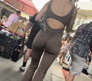 Tight blonde ass in brown one-piece (OC)