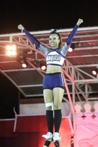 Bunch of athletic Thai cheerleaders at a competition