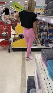 Blonde Teen In Pink Tight Leggings Posing For Me