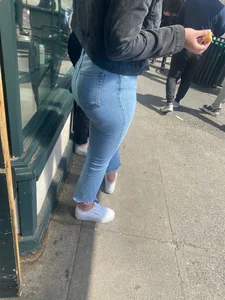 Blonde in tight jeans