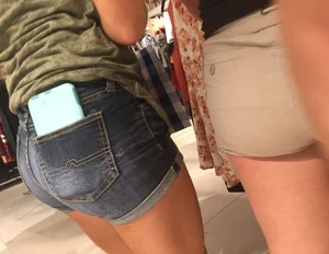 Hot Ass in Denim Shorts With a Phone in the Back Pocket Store Creepshots Gallery