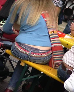 Bunch of girls with their thongs hanging out