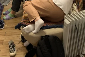 Teen Girl's Feet in White Socks Home Creepshots