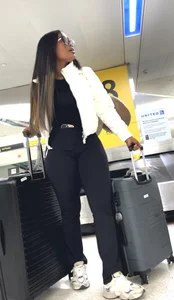 2 pretty ebony juicy booty at airport and bending over