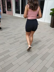 Spandex booty girl with almost thong like panty lines