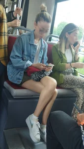 Slim Legs of a Hot Girl in a Public Bus Creepshots