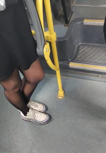 Legs in Black Pantyhose in the Bus Creepshot