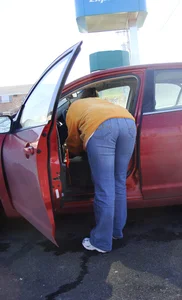 Some candid girls cleaning their cars in jeans and some showing ass crack