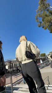 Beautiful fit Blonde in tight black jeans and visible panty Line *Busted* (Not OC)