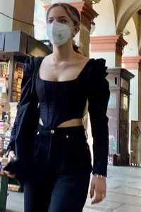 Street Hottie in a Mask Passing By on the Street