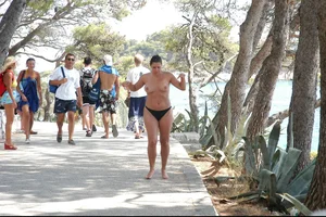 Nude girls on a beach in Hvar, Croatia