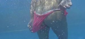 Sexy waterpark booty in pink bikini