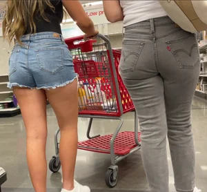 Cute Latina, and STACKED college girl w/ ass hanging out at Target