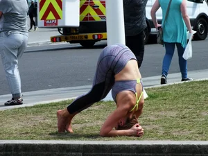 Candid sexy yoga girls