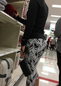 Black and white patterned leggings booty on cute girl at Target
