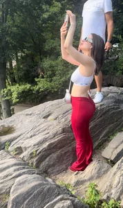Fat A$$ Latina in red leggings with bf