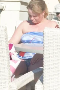Chubby Candid Girl's Panties Flashing Under Cafe Table Creepshot