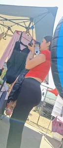 Big ass latina milf in black leggings red top VTL? [oc]