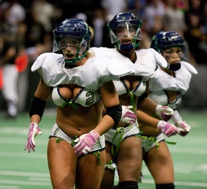 Sexy female football players with hot bodies