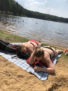 Two Young Chunky Girls Lying at a Beach Creepshots Gallery