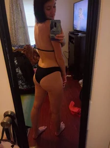 Cute Girl in Black Underwear Home Mirror Selfie