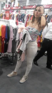 Latina with a nice ass in tight white jeans