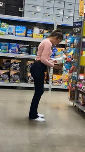 Beautiful Fit Caucasian in tight jeans (BUBBLE BUTT)