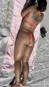 Beautiful Latina body in bikini at beach. Sexy soles too