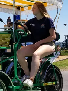 Ginger with ass eating shorts and long legs