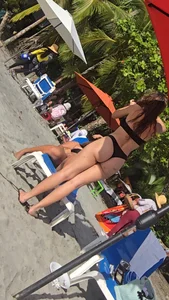 Black bikini on beach