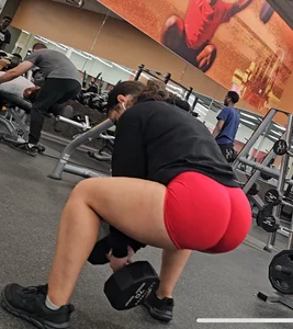 PHATTT Ass Squatting in Red Tight Spandex (GIF at end)