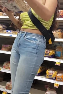 Curly hair teen in jeans