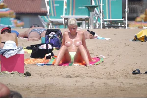 Girls on a nude beach in Bibione, Italy