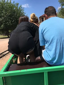Blonde bending over in black shorts with vtl
