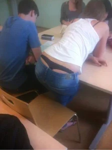 Bunch of girls with their thongs hanging out
